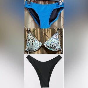 3 Piece Bikini Swim MASHUP- EUC- Lands' End, NWT Bottoms & EUC - Untagged Top